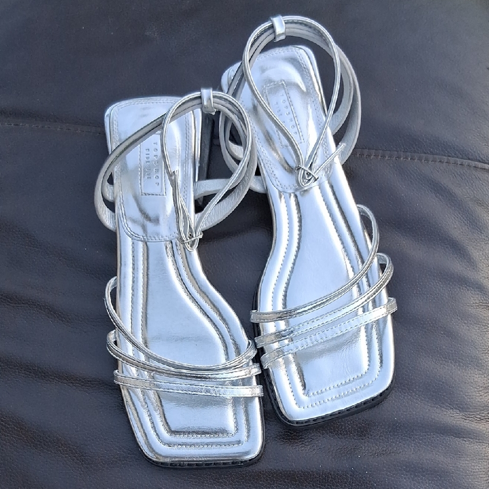 Topshop Metallic Silver Strappy Sandals